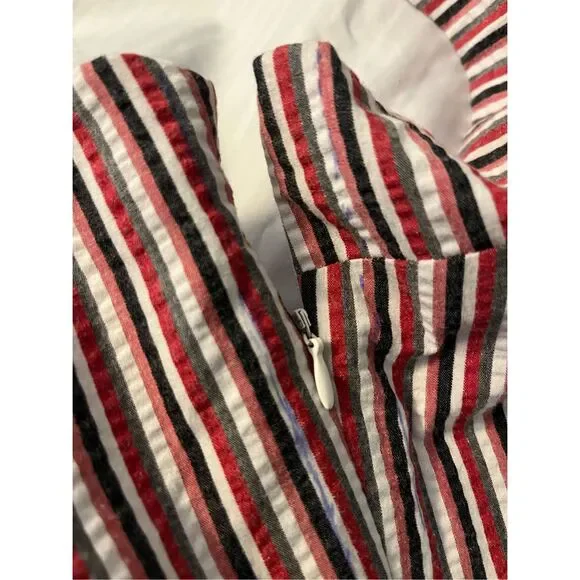 LOFT Cotton Striped One Shoulder Dress. Size 14 - Picture 6 of 7